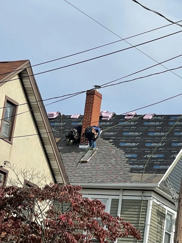 Residential roof replacement in progress