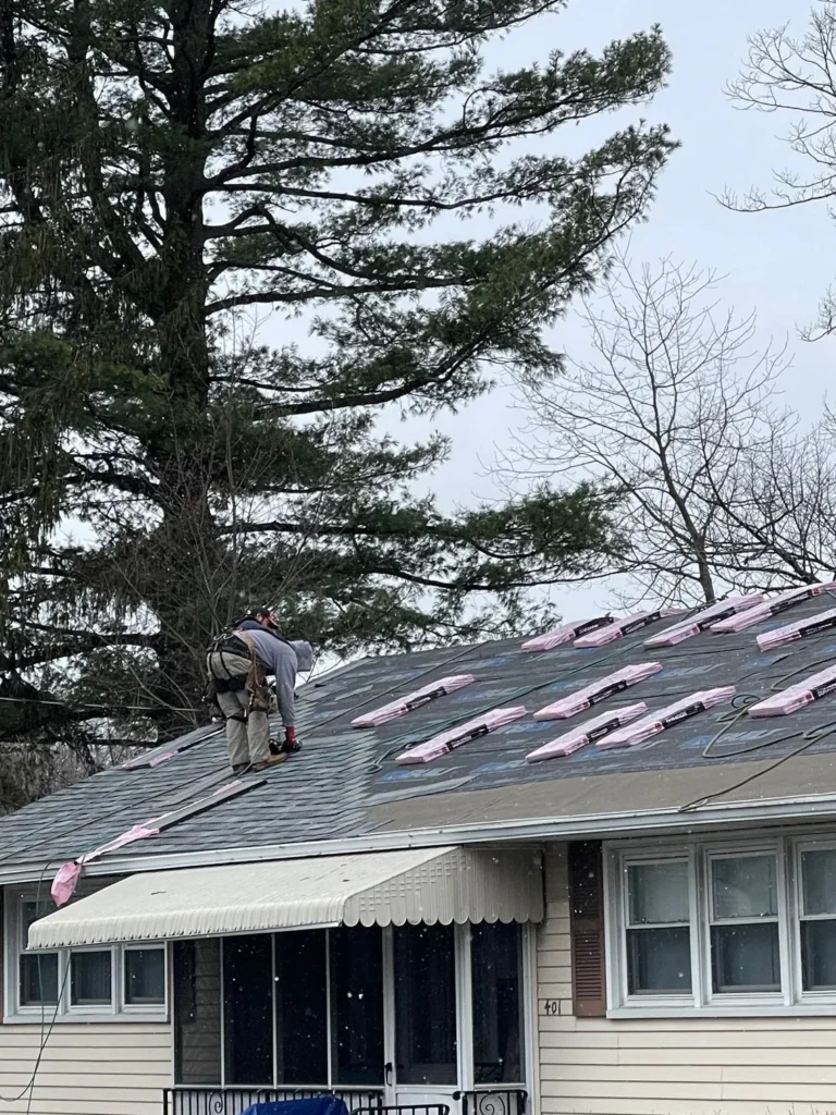 Experienced residential roofing contractors at work